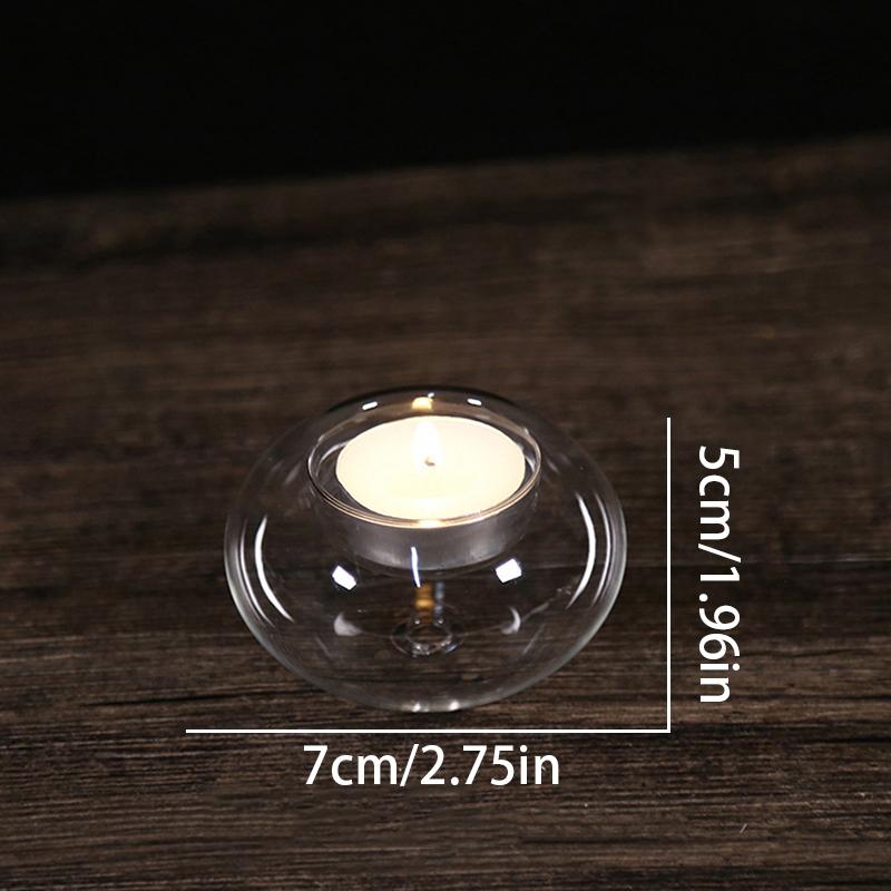 Transparent Glass Candle Holder Round Candlestick Wedding Dinner Table Decoration Bar Party Christmas Decoration Light Holder