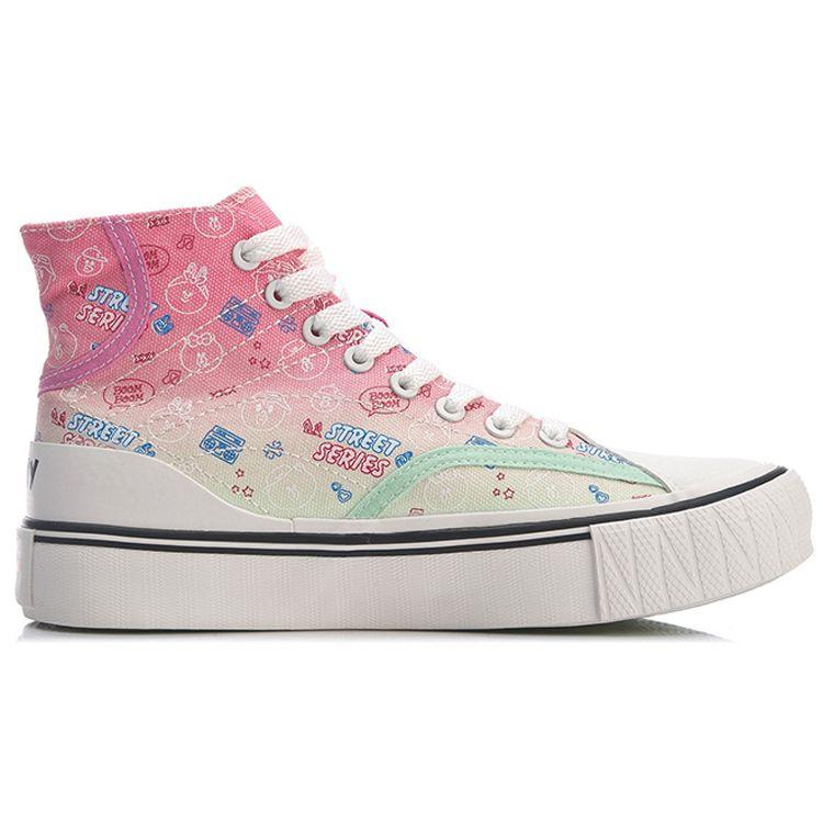 Li Ning Line Friends X Klassische High-Top Canvas-Sneaker Damen-Sneaker Lila Rot AGCQ594-2