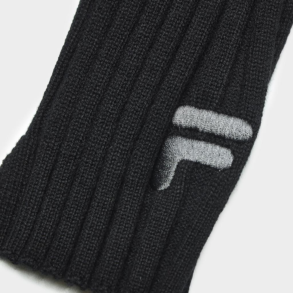Fila Fusion Workwear Embroidered Logo Print Stand Collar Sports Slim Fit Cardigan Long Sleeve Knit Top Women Tops Black T11W413402F-BK