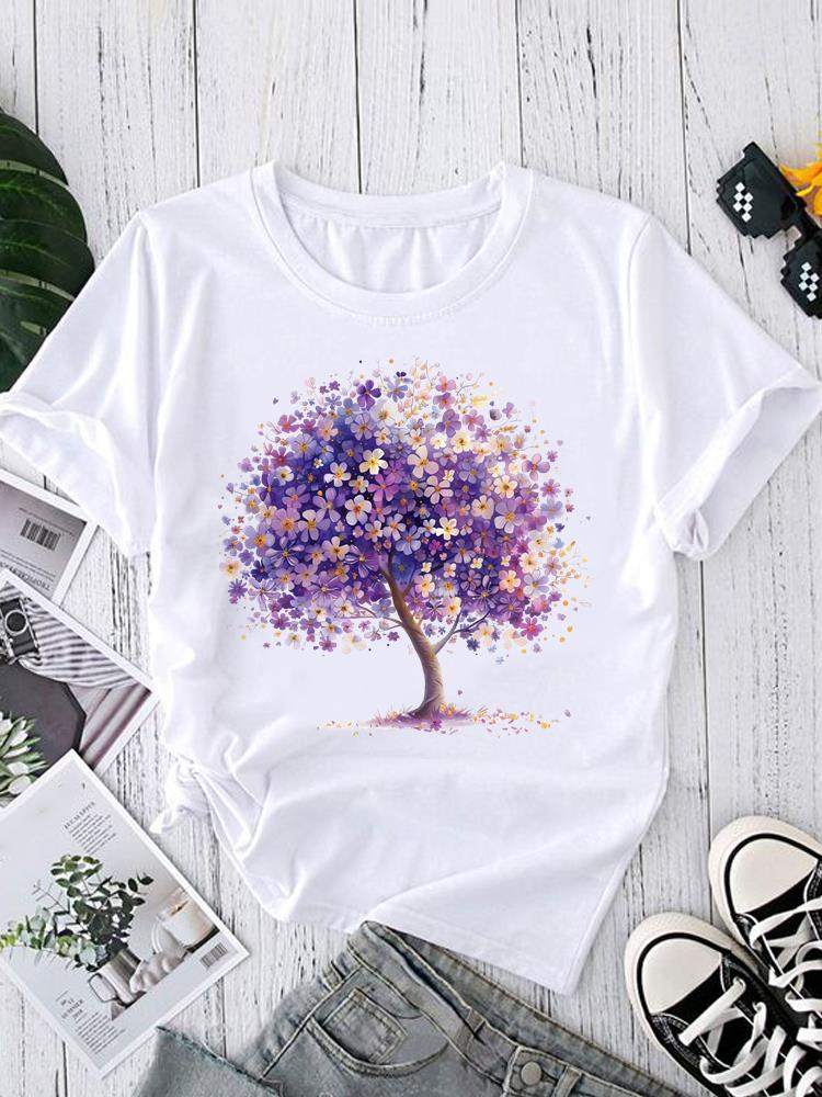 (Asian Size) butterfly lovely Short Sleeve T-shirts O-neck Casual Clothing Fashion Female Women's Top T shirt Printed Graphic Tee
