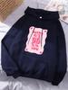 Heldige Dig Kort Tryk Hættetrøjer Dame Komfortabel Løs Hætte Vinter Fleece Varm Pullover Basics Lomme Kvinde Streetwear