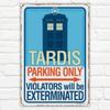 "Tardis Parking Only" Retro Sci-Fi Metal Sign - Doctor Who Wall Art, No Trespassing Decor for Kids Games Room Indoor Outdoor