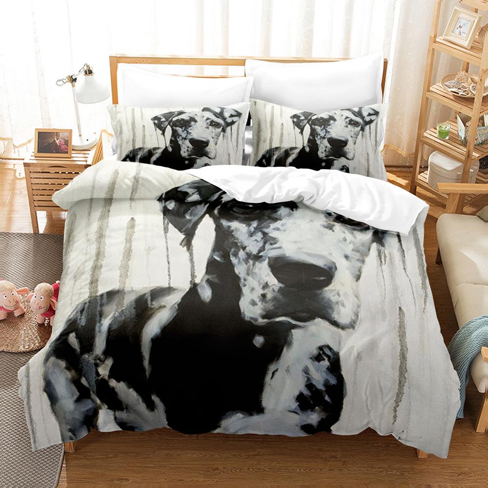 3D-Tier-bedrucktes Bettwäsche-Set, Daunen-Bettbezug mit Katze oder Hund, 2/3-teilig, Bettbezug für Kinder und Erwachsene, luxuriöse weiche Tagesdecke