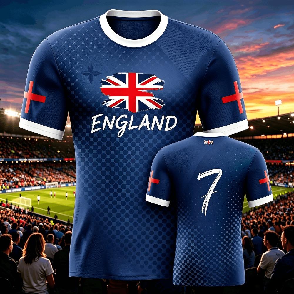 2026 Summer England Men's Soccer Jersey Breathable Team Training Fashion Print Casual Women Short Sleeve Men's Sports Tee Shirt
