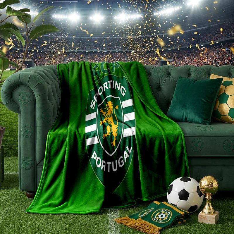 Sporting Portugal Crest Throws Blanket Flannel Blankets Plush for Couch Bed Gifts for Men Women Travel Picnic Blanket Christmas Fan Gifts