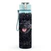 1PC Black Poodle Dog Fluffy Portrait Print 750ml Color Plastic Sports Water Bottle Leakproof Flip Straw Lid Suitable for Sports Office Home Use