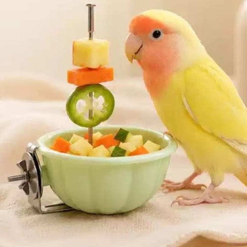 Anti-Splash Parrot Fruit and Vegetable Rack Removable Bird Fruit Holder Bird Cage