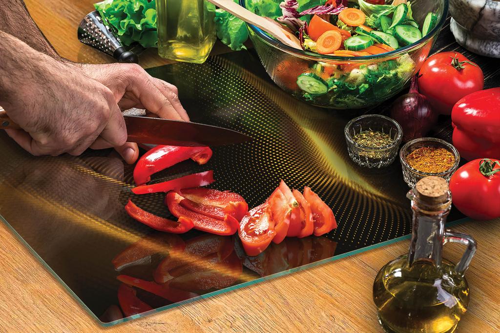 TABLA DE CORTAR DE CRISTAL 40x30 DORADA