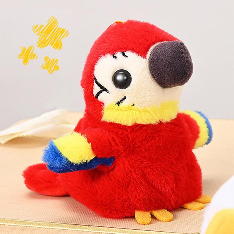 Kids Electric Cute Screams Parrots Moving Wings Plush Stuffed Doll Simulation Bird Animal Bag Keychain Pendant Decoration Toy