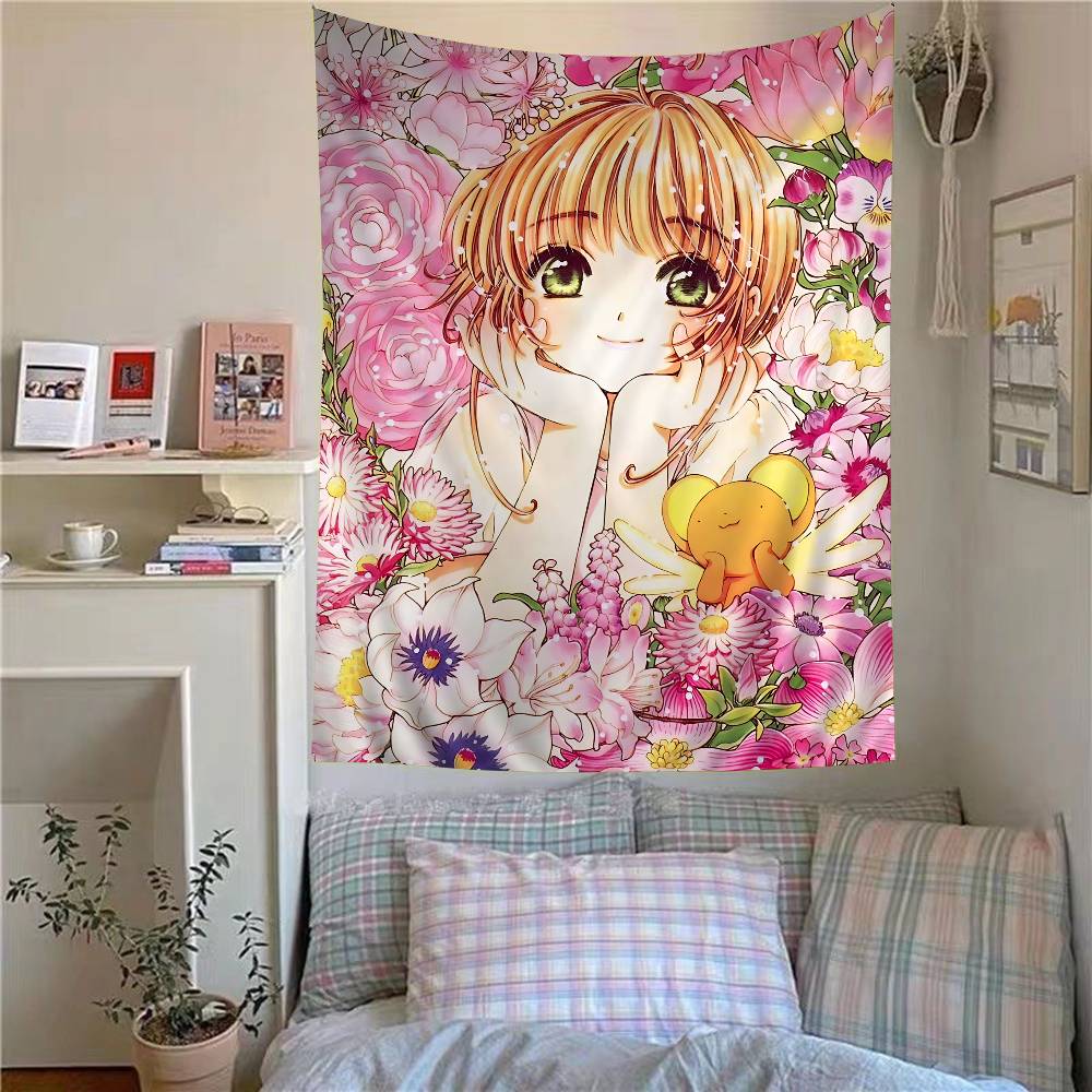 Anime Cardcaptor Sakura Anime Wandteppich Hippie Blume Wandteppiche Schlafsaal Dekor Wandbehang Heimdekoration