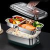 304 Stainless Steel Lunch Box Double Layer Sealed Thermal Bento Box Portable Food Fresh-Keeping Storage Container Heating Bowl