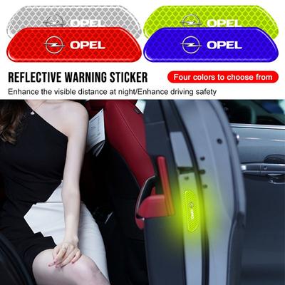 4PCS Car Door Safety Warning Reflective Mark Sticker Emblem For Opel Astra J G Insignia Corsa D Vectra C Zafira a Auto Gadgets