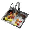 Supporting Kitchen Sink Sink Black Drop-in Dishwash Stainless Steel Single Bowl Faucet Combo Set Corner Workstation