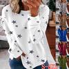T Shirt Women Hot Cakes New Star Printing Splicing Clothing Fashion Long-sleeved T-shirt Tshirt Clothing Women's YRW6951