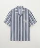 [Setter] Homewear Stripe Open Collar Half Shirt Blue [Shipped from Korea] 100% Authentic