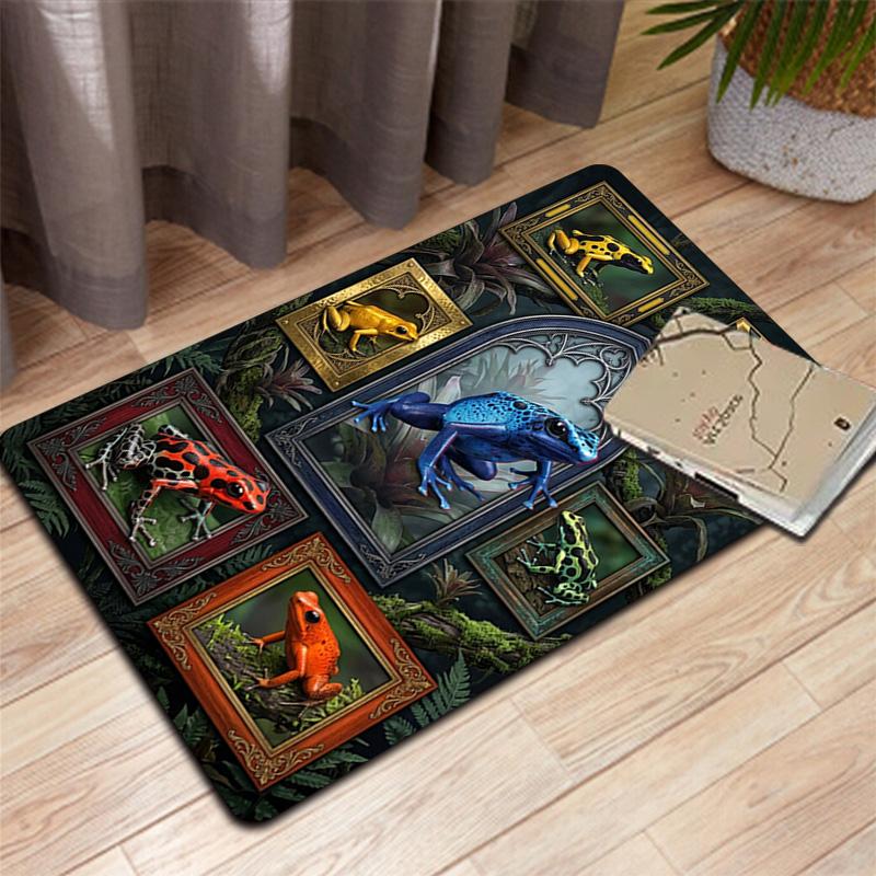 Frog Collection Pattern Rug Floor Mat for Living Room or Bedroom Soft and Comfortable Carpet a Gift for Birthday and Holiday.