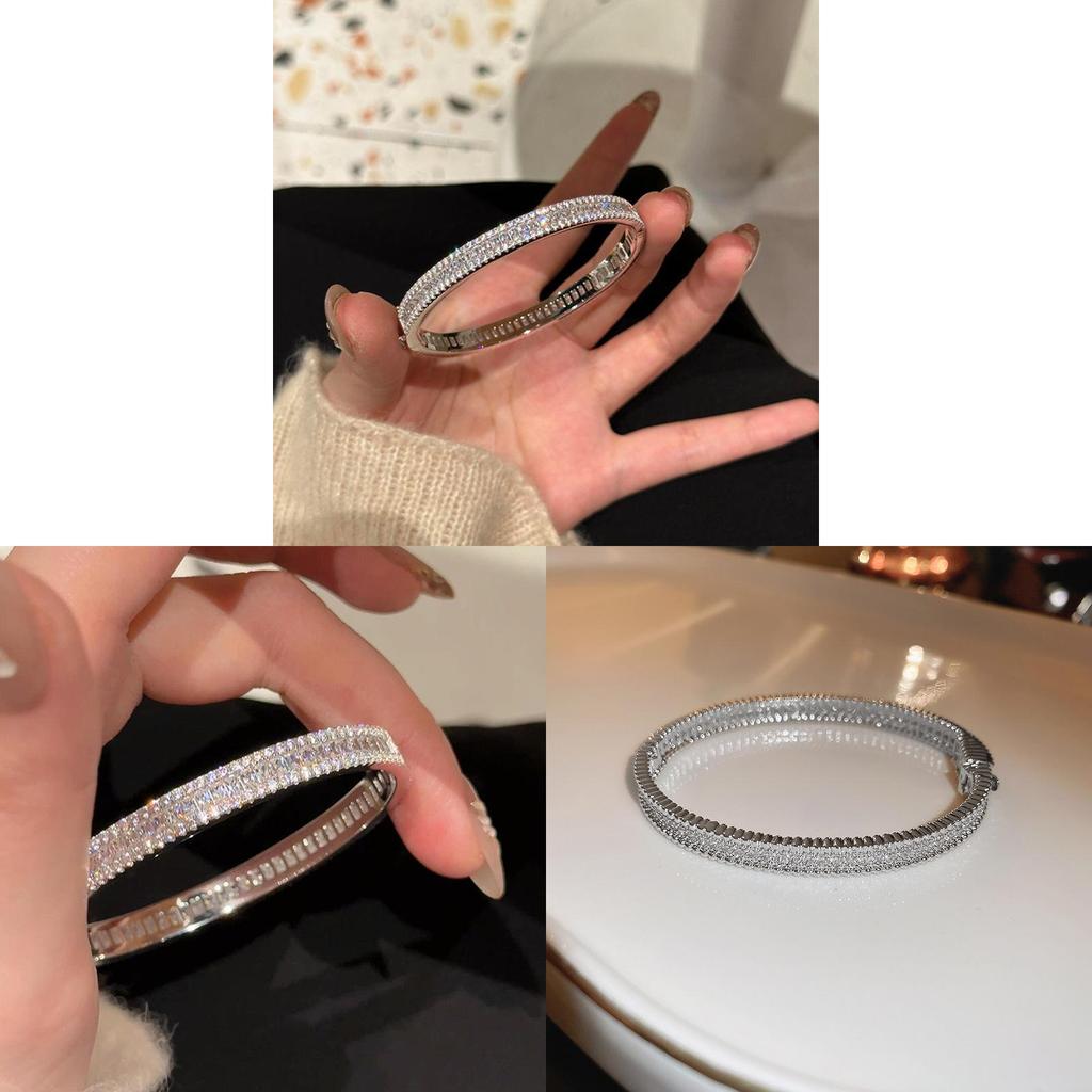 Silver Alloy Zircon Hand Chain With Circular Elements For Stylish Casual Look