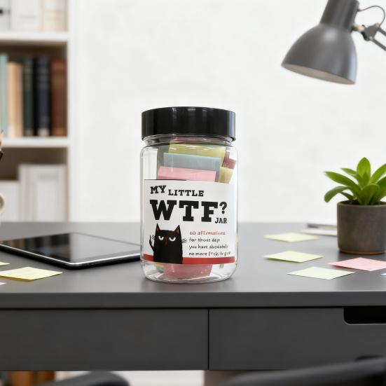 My Little WTF Jar with 60 Badass Self-Care Quotes Sarcastic Affirmation Cards for Adults Funny Motivational Gift