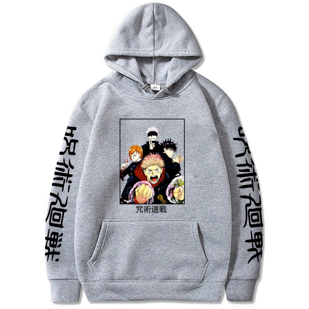 Jujutsu Kaisen Anime Japonais Gojou Satoru Sweat à Capuche Graphique Surdimensionné à Manches Longues Coton Homme Femme Vêtements