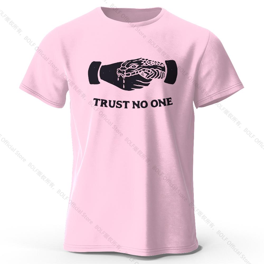Bomull Herr 'Lita inte på någon' Tryckt T-shirt 100% Bomull Harajuku Oversized Roliga Grafiska T-shirts för Män Kvinnor Sommartoppar