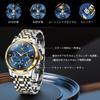OLEVS Stylish Chronograph Popular Brand for Waterproof Quartz Wristwatch Men's Watch, Business, Large, Easy-to-Read Analog, (Blue-2892)