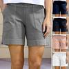 Women's Cotton Linen Shorts Elastic Waist Baggy Short Pants with Pockets Casual Knee-Length Summer Shorts