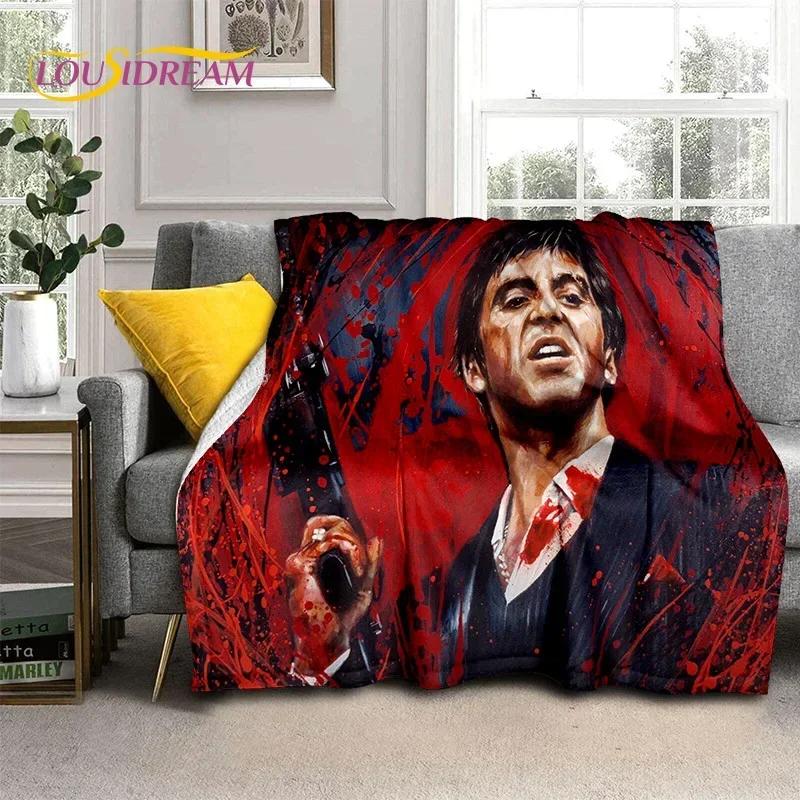 Scarface 3D Klassiker Film Tony HD Decke, Weiche Überwurfdecke für Zuhause Schlafzimmer Bett Sofa Picknick Reise Büro Abdeckdecke Kinder