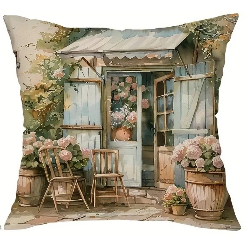 Vintage Floral Cushion Covers Sofa Living Room Square Pillowcase Chair Double-Sided Pillow Covers Modern Home Decortions