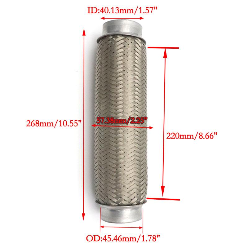 ID 38/51mm Car Exhaust Tube Telescopic Flexible Connection Braid Bellows Stainless Steel Muffler Pipe Connector Welded Universal