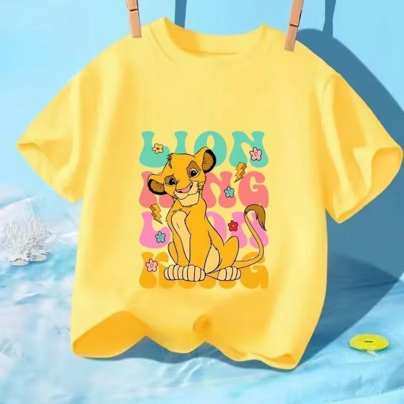Trendig Cool Lejonkungen Simba Tecknad Tryck Barn T-shirt 2026 Sommar Kortärmad