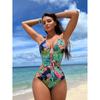 Cikini-One Piece Swimsuit for Women, Floral Print, Lace Up Front, Sexy Beach Swimwear, Bathing Suit, Summer