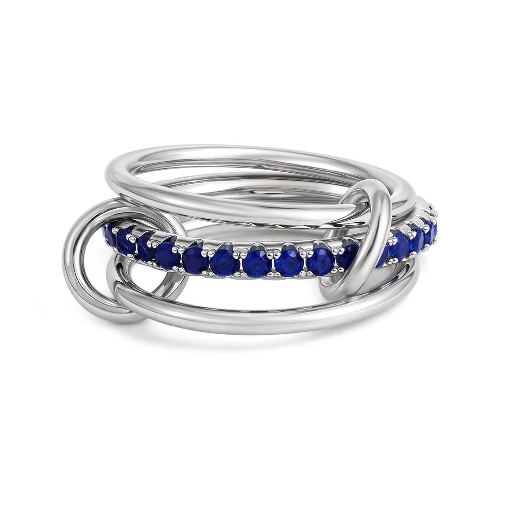 Multilayer Everly Stacked Ring Chunky Gold Plated Interlocking Zircon Multi Link Connected Rings Eternity Statement Jewelry Gift