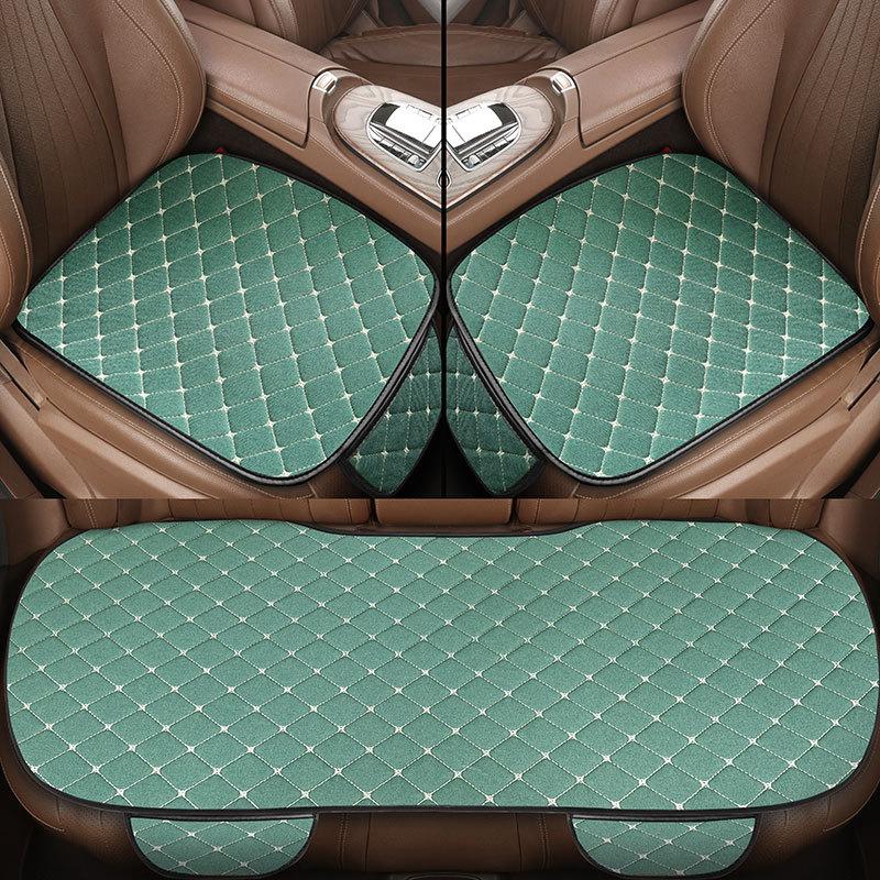 3Pcs Cotton and Linen Car Seat Cover Set Universal Car Seat Cover Cushion All Season Car Seat Protector Interior Car Accessories