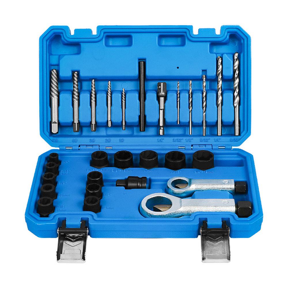 28Pcs Damaged Nut Screw Remover Set Broken Nut Bolt Extractor Rust Nut Screw Removal Tools Kit