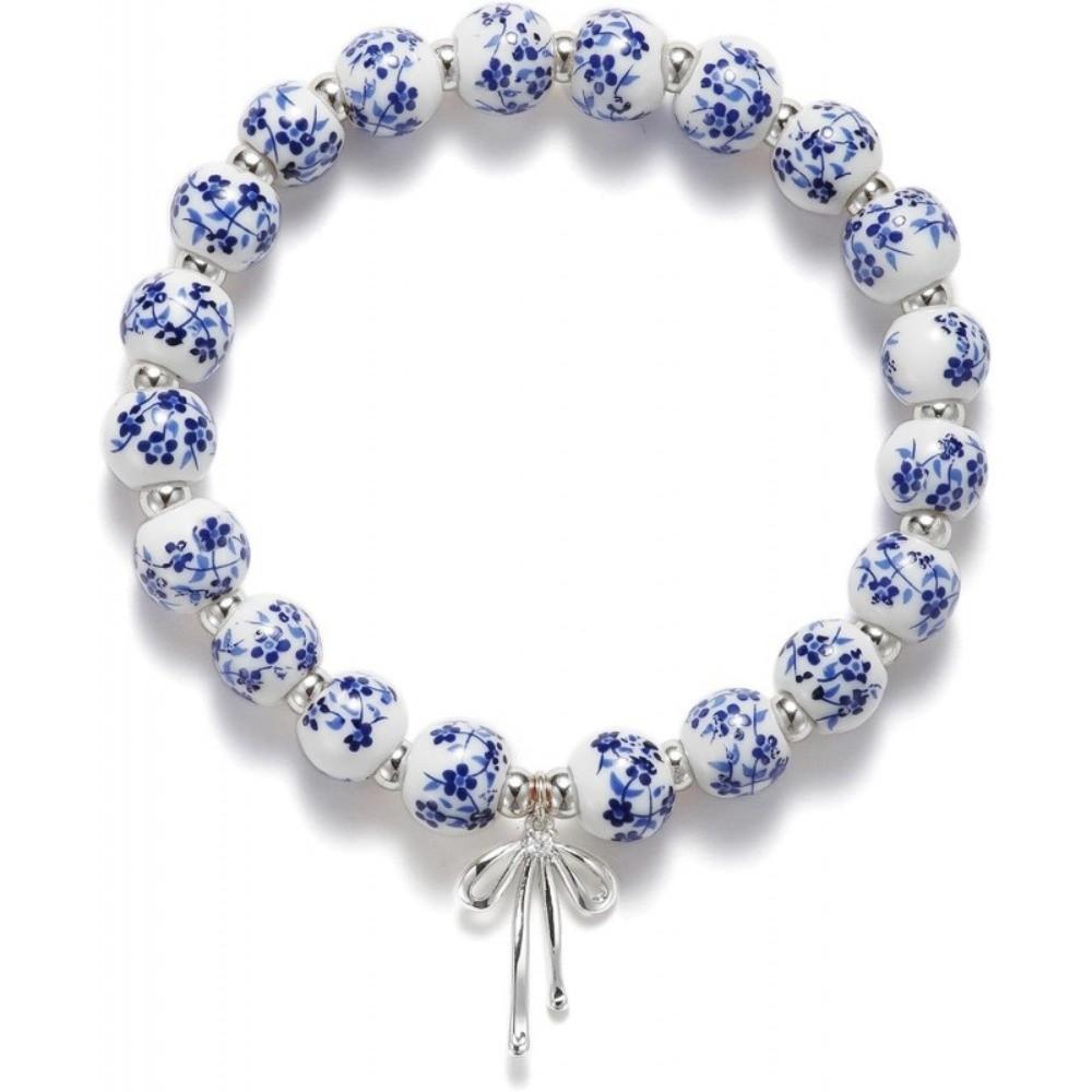 Chinese Stijl Blauw en Wit Porselein Armband Vintage Elastische Keramische Armband Veelzijdige Mooie Damesarmband Verjaardagscadeau