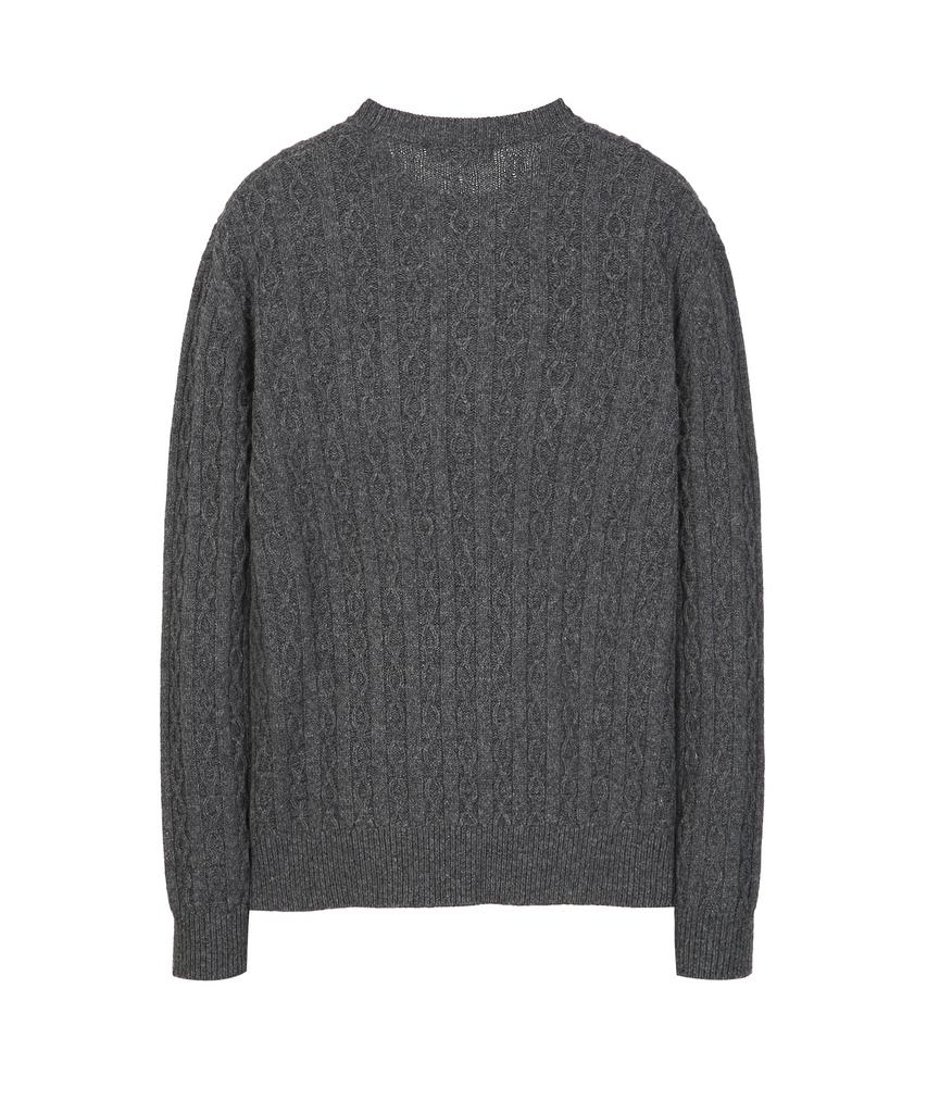 IL CORSO Wool Blend Cable Round Neck Knit Charcoal Grey