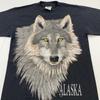 Tricou vintage anii 90 LUP ALASKA MĂRIME medie natură animal sălbatic lemn