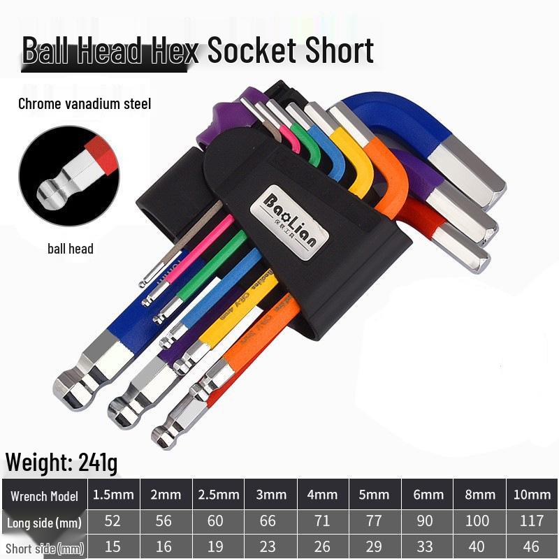 Colored Hex Wrench Set: Multi-Functional 6-Sided Screwdriver with Extended 6-Key Design