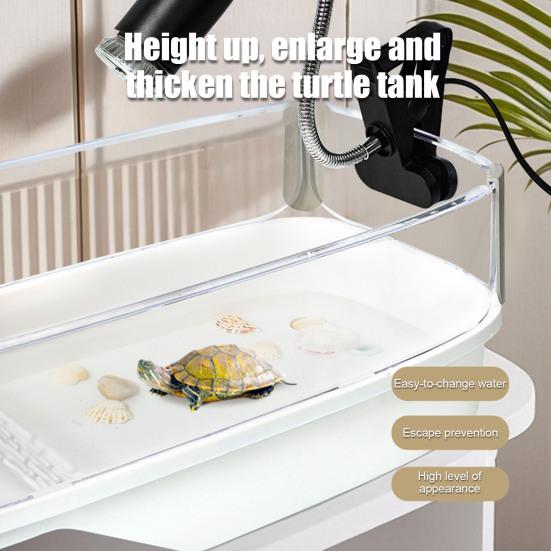 Turtle Tank Acrylic Terrarium Tank with Basking Platform Plants Full View Visually Reptile Habitat for Turtles Crabs Crayfish
