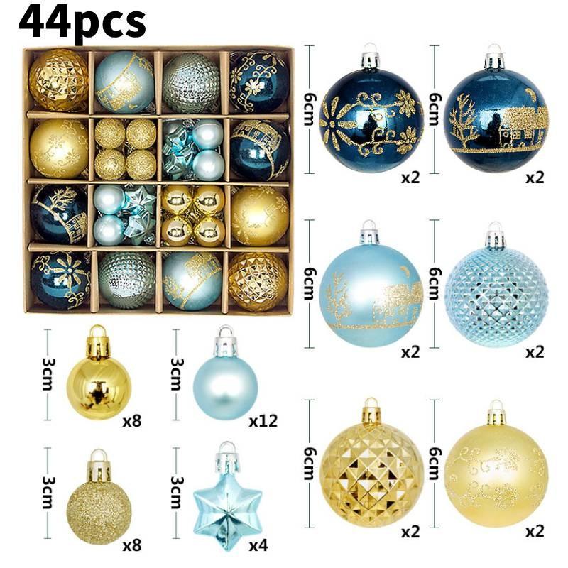 Atemberaubendes 44-teiliges buntes Weihnachtskugel-Set in einzigartigen Formen für festliche Dekoration