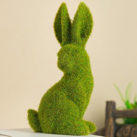 3 Pcs Easter Bunny Figurine Cute Resin/Flocking Rabbit Statue for Spring Farmhouse Tiered Tray Table Mantel Centerpiece