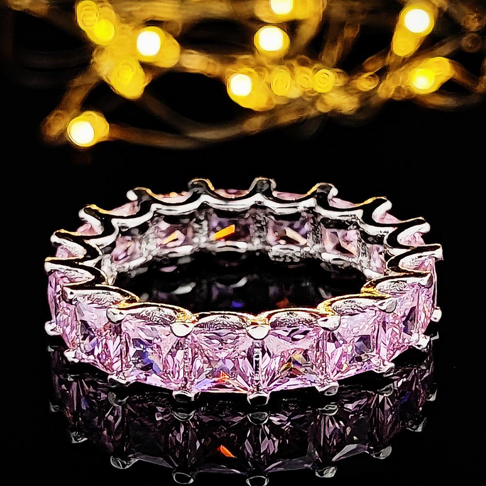 Eternity 925 Sterlingové stříbro Zásnubní Svatba Prsteny sady pro Ženy Nevěsta Princeznovský brus Diamant Slib Párty Šperky Dárek