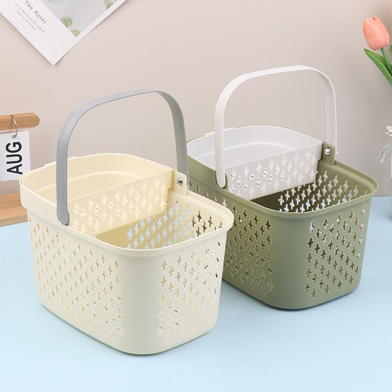 Plastic Organizer Basket With Handles Drainage Toiletry Bin Stackable Storage Basket For Bathroom Kitchen Camp Gym
