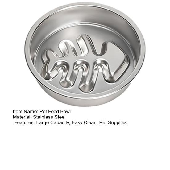 Stainless Steel Slow Feeder Dog Bowl Anti-Choking Anti-tip Non-slip Slow Eating Pet Feeding Bowl for Small Medium Breed Dogs Cats