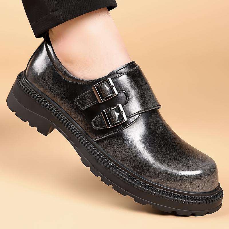 New Quality Men Leather Shoes Designer Casual Business Dress Oxfords Platform Loafers Slip-on Moccasins Thick Sole Wedding Shoes