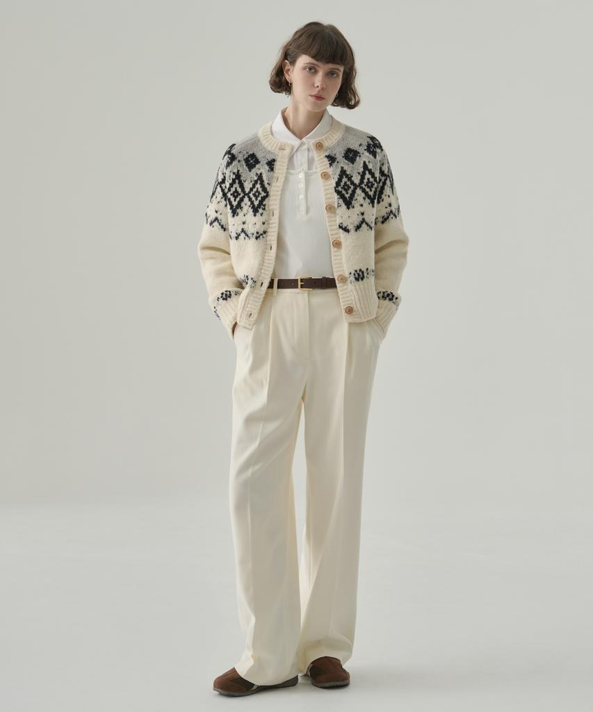 Deuloupisumeon Tosti Brushed Double-Pleat Wide Slacks [Ivory]