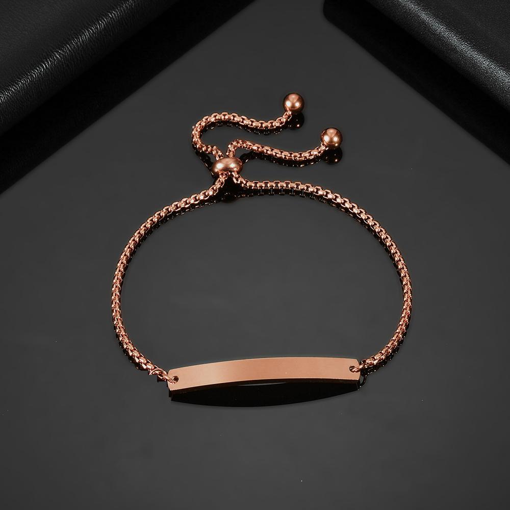 Punk Man Bracelets Hip Pop Gold Color Stainless Steel Thick Hand Chain Blank Bar Couple Men Women Family Jewelry Birthday Gift