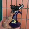 Black Cat Broom Resin Crafts Table Art Gift Home Decor Statue Halloween Desktop Ornaments