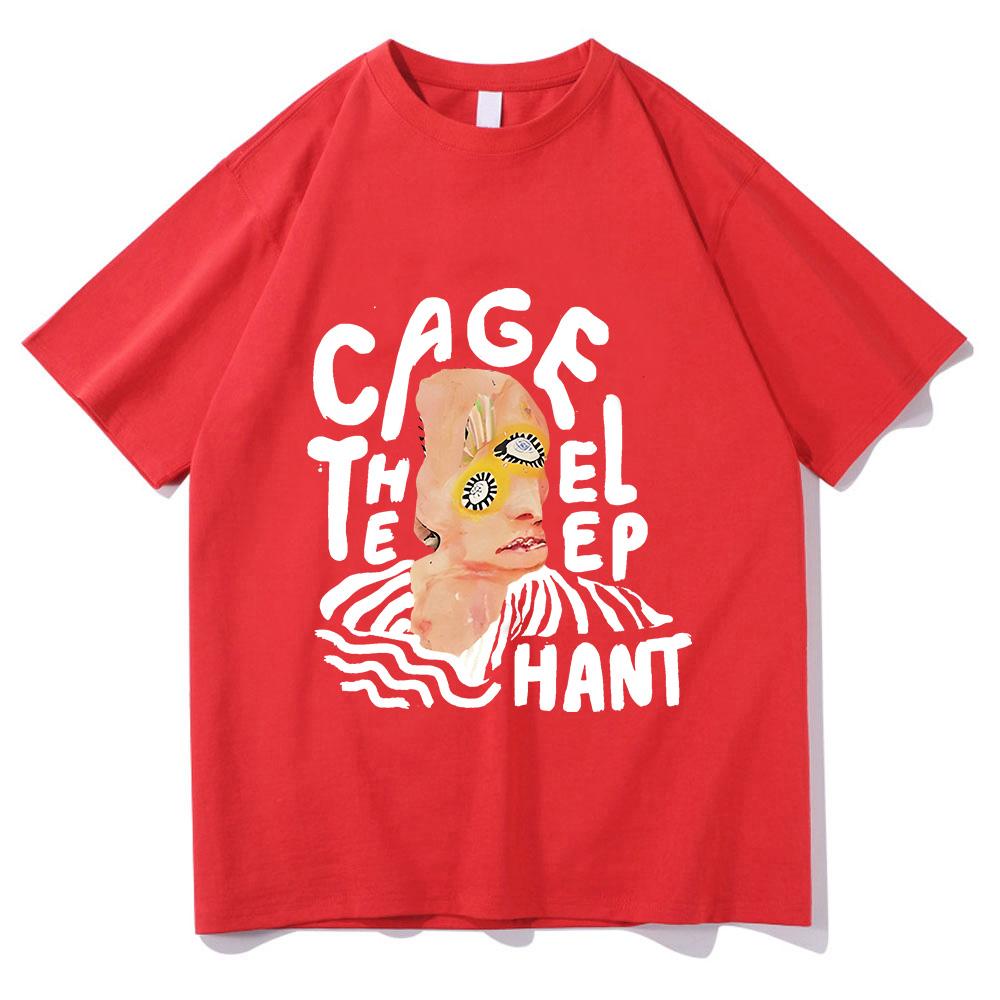 2024 חולצת טריקו רטרו Sudaderas Cage The Elephant הדפסה גרפית גראנג' טי-חולצת קיץ כותנה חולצת טריקו לשני המינים אופנה פאנק טי שירט