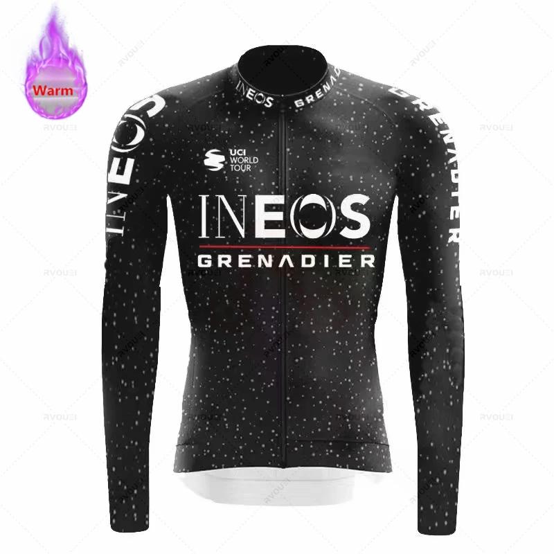 Ineos Grenadier Team Ziemas Fleece Garām Piedurkņu Riteņbraukšanas Džersija Komplekts Kalnu Velosipēda Apģērbs Valkāt Ropa Ciclismo Sacīkšu Velosipēda Uzvalks